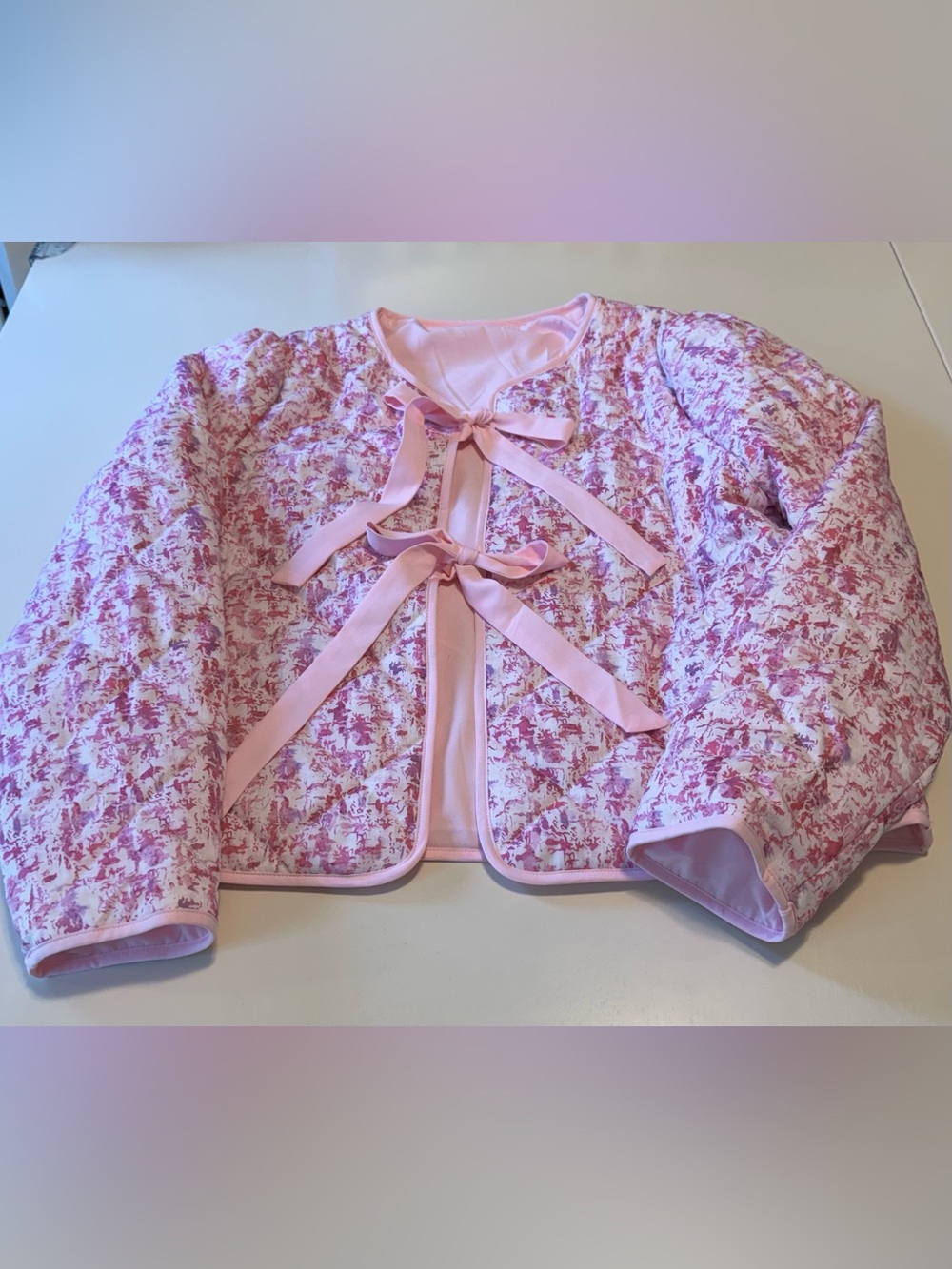 Pink floral quilted jacket
